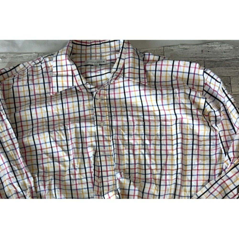 Cutter & Buck Shirt Mens 2XT Button Up Plaid Long Sleeve Tattersall Check 2X